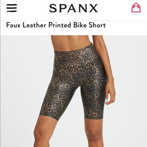 SPANX Faux Leather Leopard Animal Printed Biker Shorts High Waisted Medium